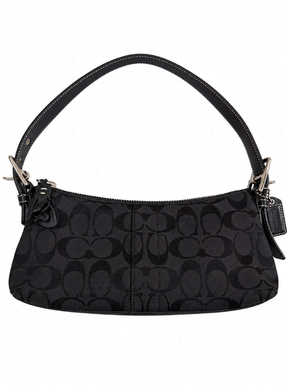 Vintage Coach Hamptons Signature East-West Shoulder Bag (Style 6371) Black